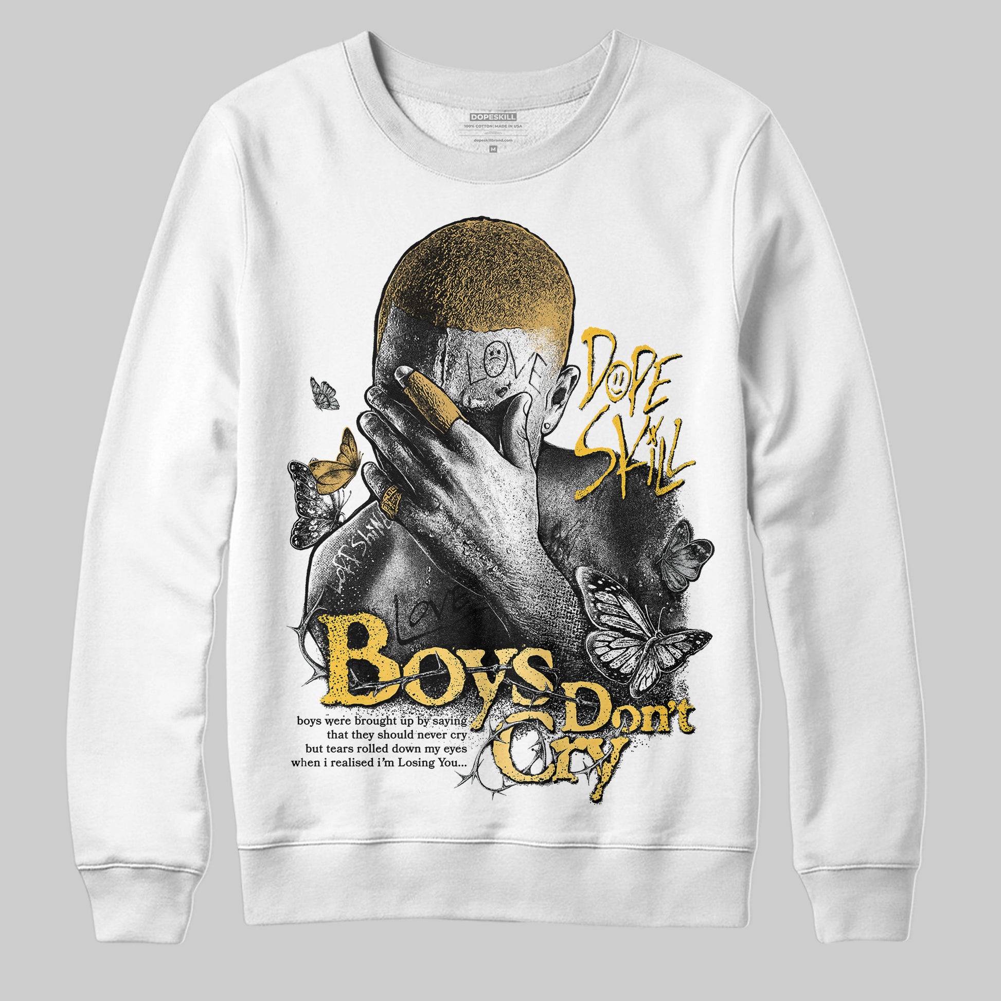 Jordan 12 "Phantom" DopeSkill Sweatshirt Boys Don't Cry Graphic Streetwear - White