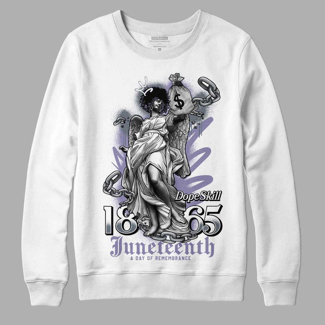 Jordan 5 Retro Low Indigo Haze DopeSkill Sweatshirt Juneteenth Graphic Streetwear - White