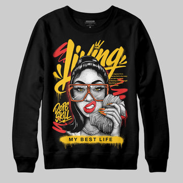Yellow Sneakers DopeSkill Sweatshirt Living My Best Life Graphic Streetwear  - black