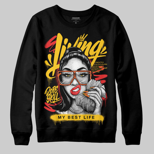 Yellow Sneakers DopeSkill Sweatshirt Living My Best Life Graphic Streetwear  - black