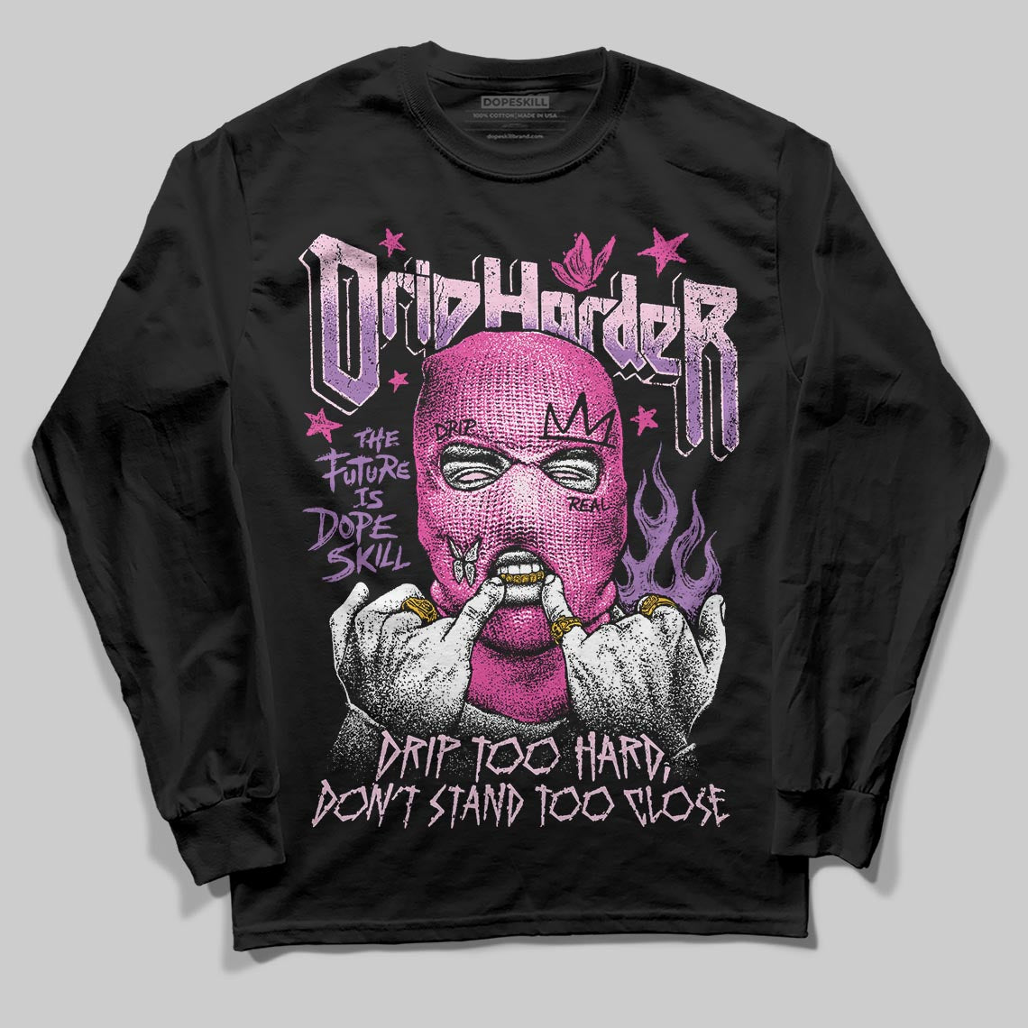 Pink Sneakers DopeSkill Long Sleeve T-Shirt Drip Harder Graphic Streetwear - Black