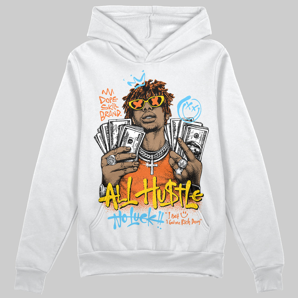 Orange Sneakers DopeSkill Hoodie All Hustle No Luck Graphic Streetwear - White 