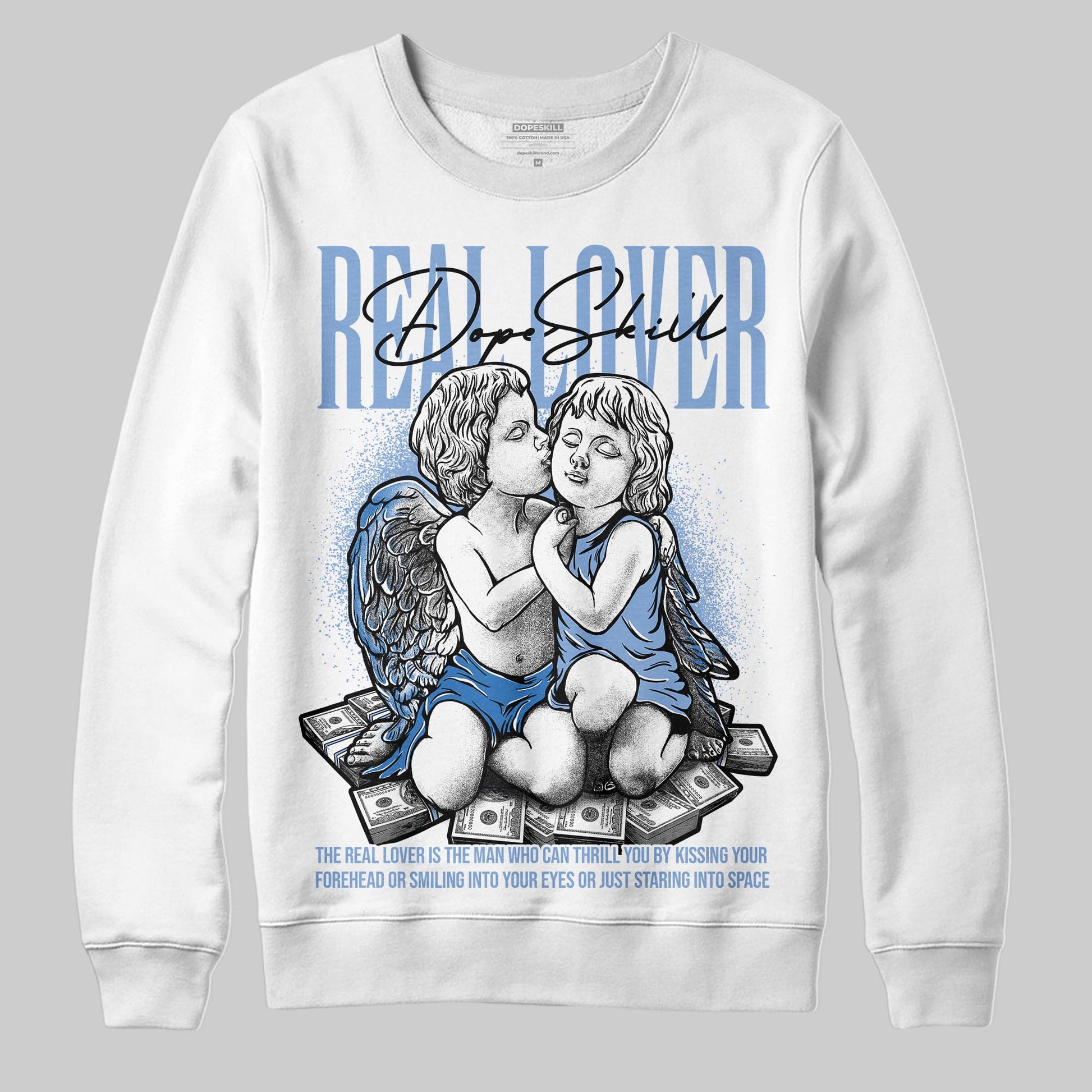 Jordan 4 WMNS 'Forget Me Not' DopeSkill Sweatshirt Real Lover Graphic Streetwear - White