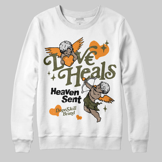 Jordan 5 "Olive" DopeSkill Sweatshirt New Love Heals Graphic Streetwear - White