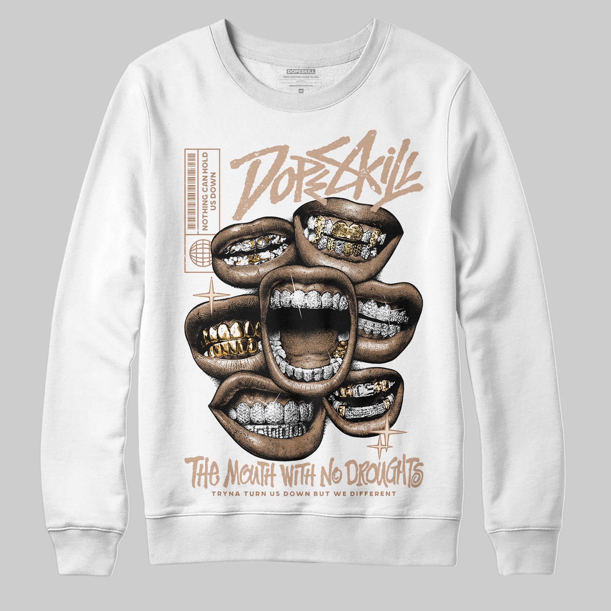 Jordan 4 Retro Cozy Girl DopeSkill Sweatshirt The Mouth With No Droughts Graphic Streetwear - White
