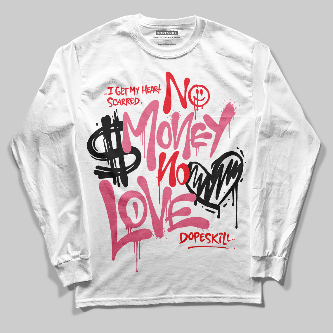 Diesel Pink S - Serendipity Pro-X1 Trainers DopeSkill Long Sleeve T-Shirt No Money No Love Typo Graphic Streetwear - WHite