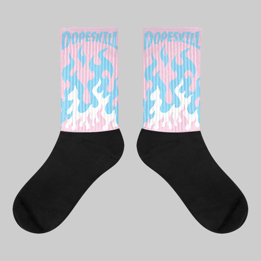 Paw Print Pink Foam 1s DopeSkill Sublimated Socks FIRE Graphic