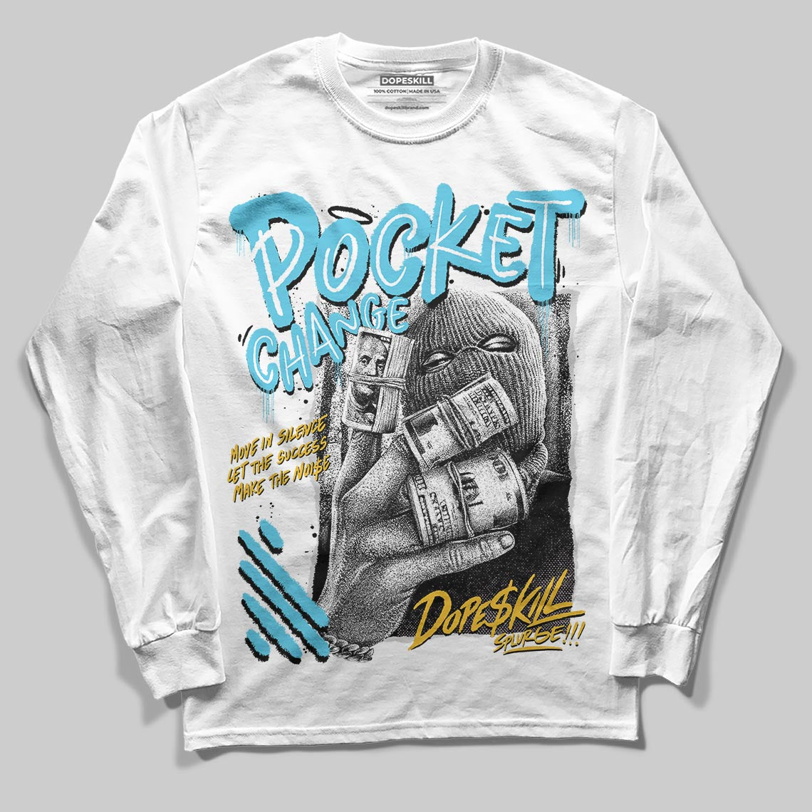 Jordan 11 Retro Gamma Blue (2025) DopeSkill Long Sleeve T-Shirt Pocket Change Graphic Streetwear - White