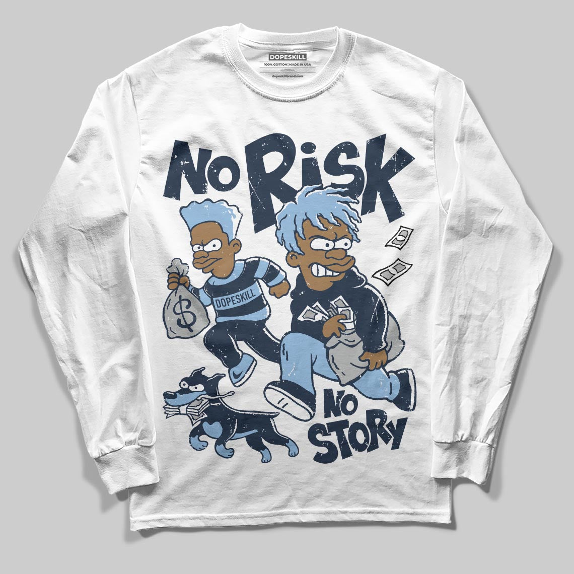 Asics Gel-Cumulus 16 Wash/Independence Blue DopeSkill Long Sleeve T-Shirt No Risk No Story Graphic Streetwear - White