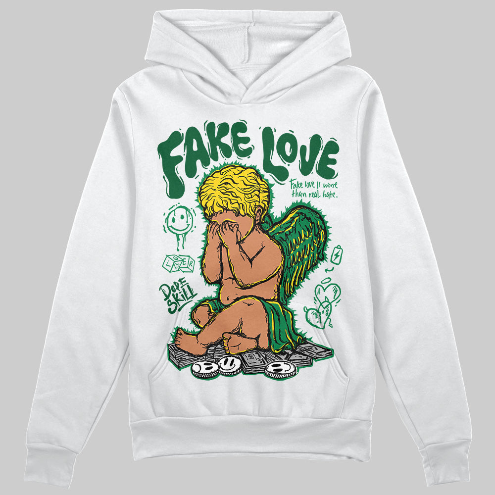 Green Sneakers DopeSkill Hoodie Sweatshirt New Fake Love Graphic Streetwear - White