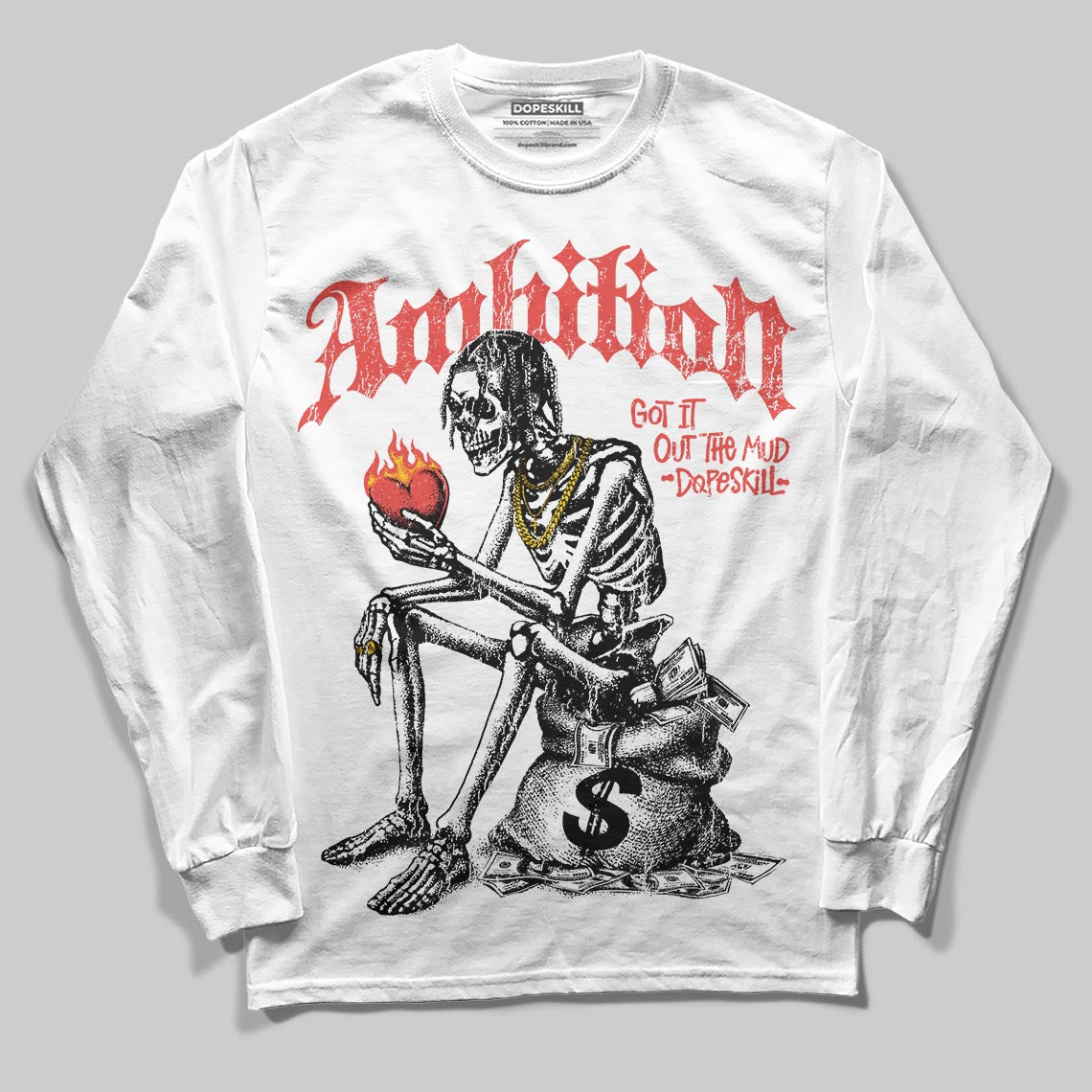 Red Sneakers DopeSkill Long Sleeve T-Shirt Ambition Graphic Streetwear - White