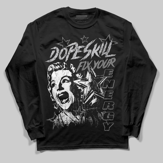 Grey Sneakers DopeSkill Long Sleeve T-Shirt Fix Your Energy Graphic Streetwear - Black