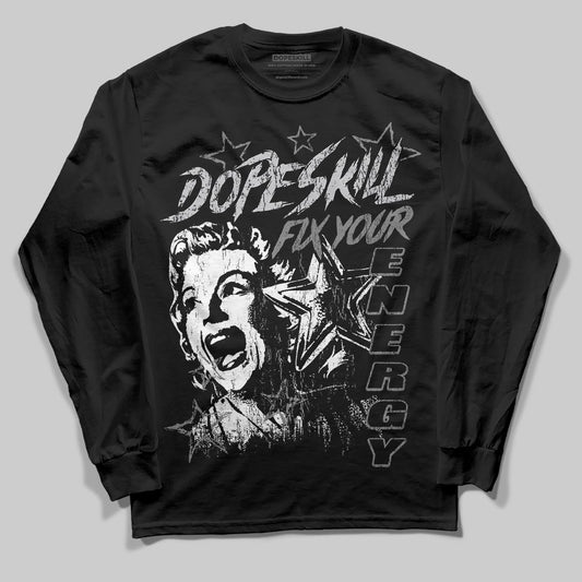 Grey Sneakers DopeSkill Long Sleeve T-Shirt Fix Your Energy Graphic Streetwear - Black