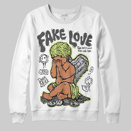 Jordan 4 GS “Light Lemon Twist” DopeSkill Sweatshirt False Love Graphic Streetwear - White