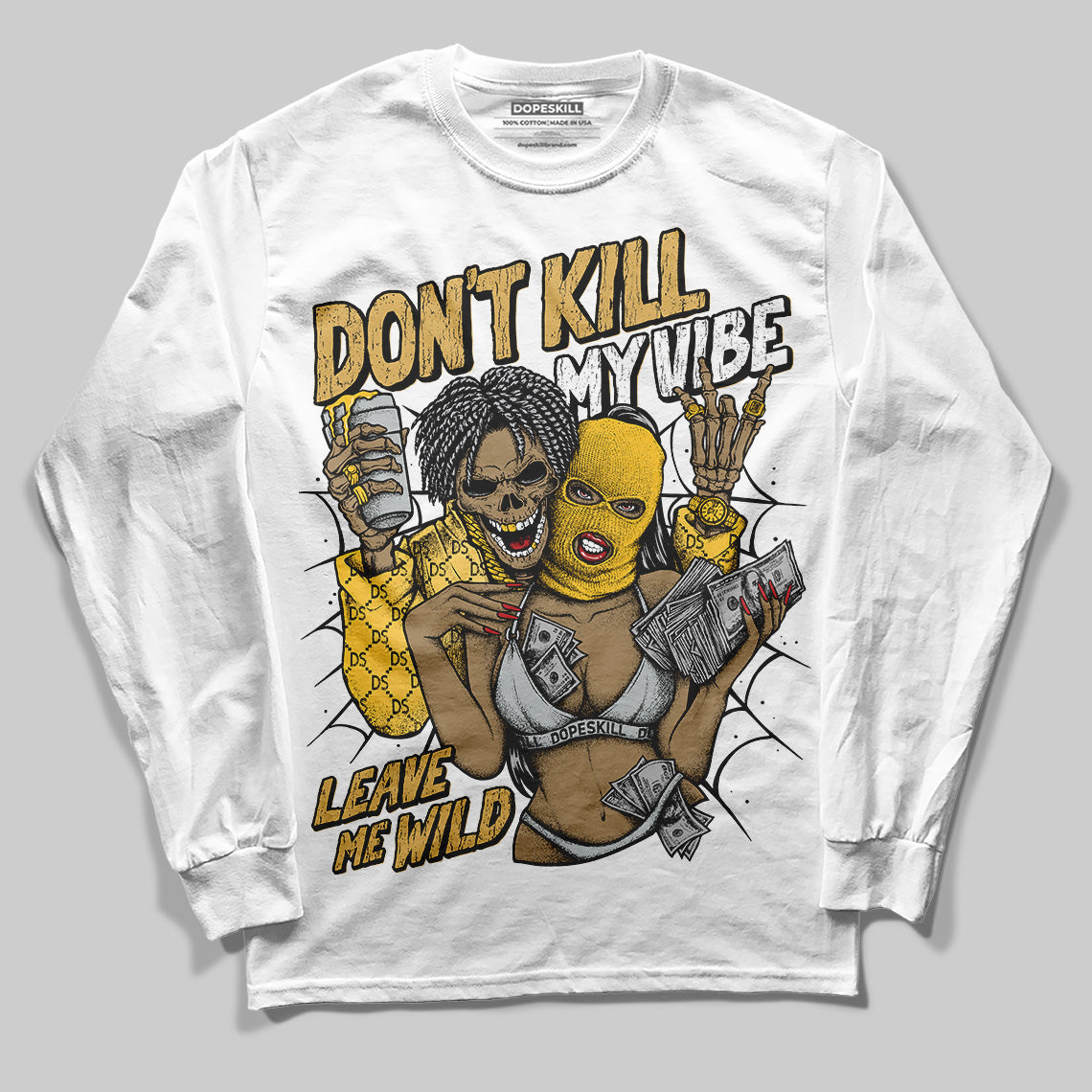 Jordan 12 "Phantom" DopeSkill Long Sleeve T-Shirt Don't Kill My Vibe Graphic Streetwear - White