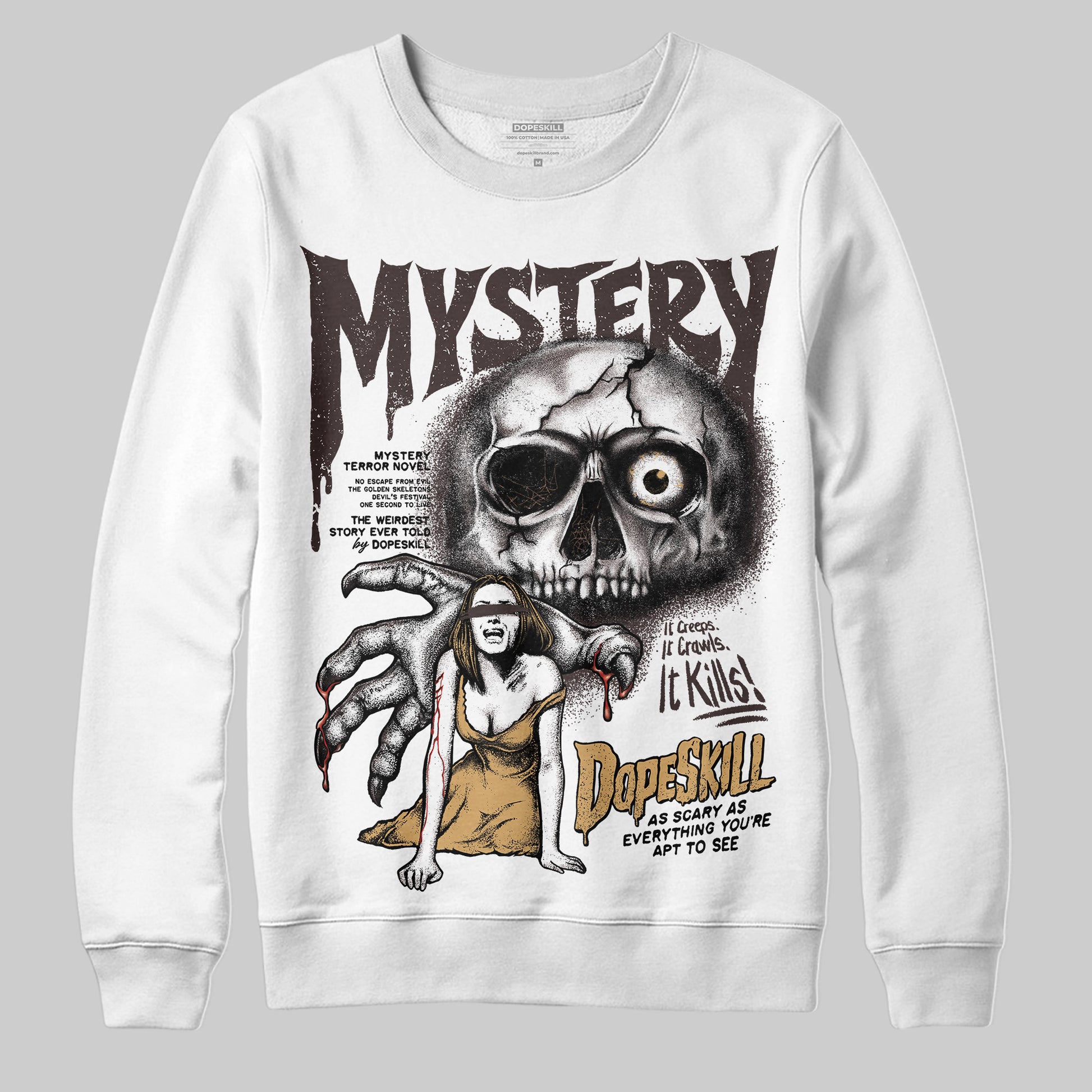 Jordan 5 “Earth/Metallic Gold” DopeSkill Sweatshirt Mystery Ghostly Grasp Graphic Streetwear - WHite