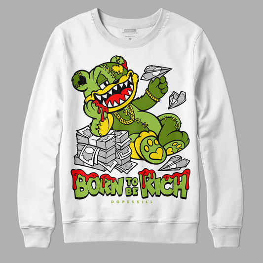 Dunk Low 'Chlorophyll' DopeSkill Sweatshirt Born To Be Rich Graphic Streetwear - White