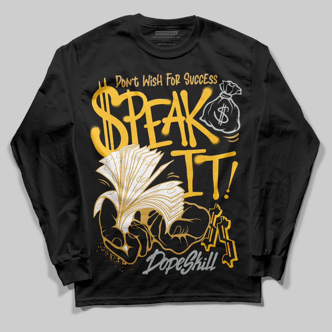 Jordan 12 "Phantom" DopeSkill Long Sleeve T-Shirt Speak It Graphic Streetwear - Black