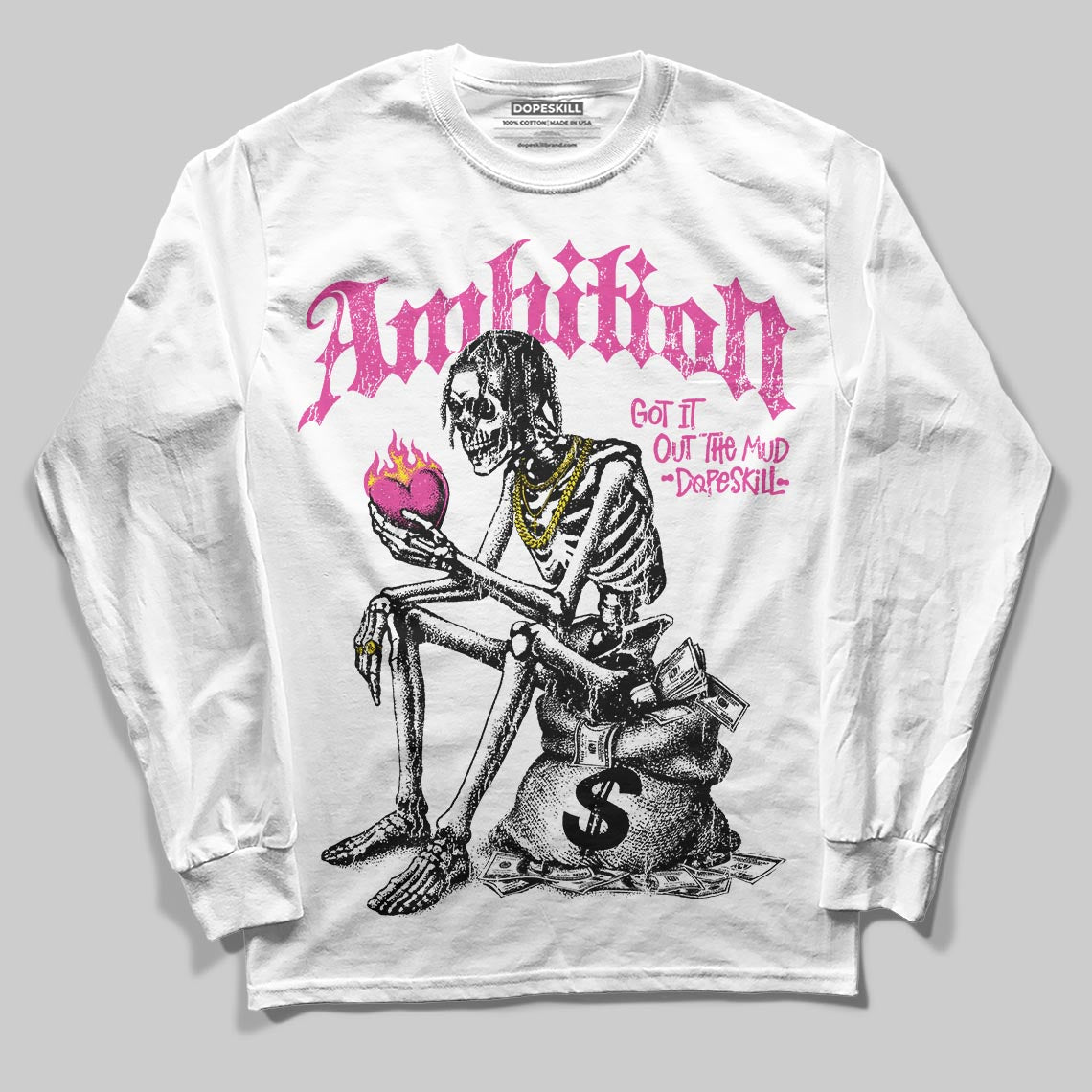 Pink Sneakers DopeSkill Long Sleeve T-Shirt Ambition Graphic Streetwear - White