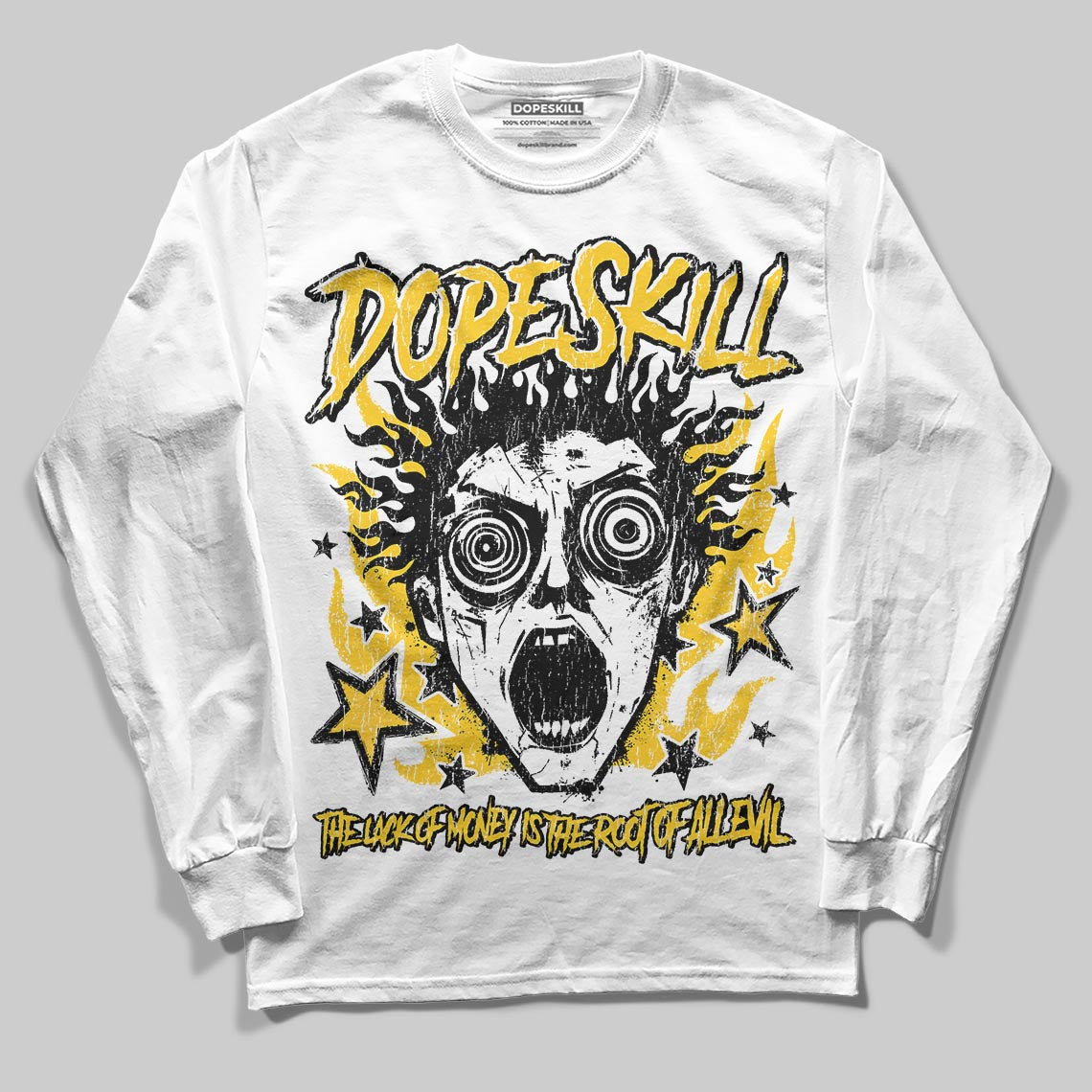 Yellow Sneakers DopeSkill Long Sleeve T-Shirt Root of Evil Graphic Streetwear - White