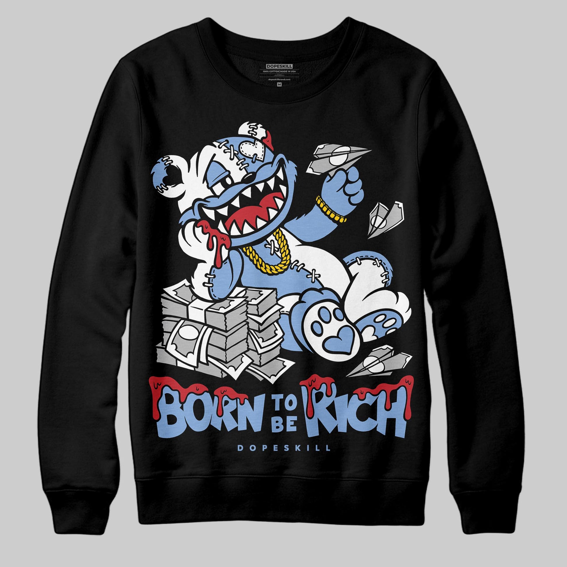 Jordan 4 WMNS 'Forget Me Not' DopeSkill Sweatshirt Born To Be Rich Graphic Streetwear - Black