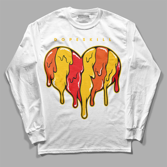 Yellow Sneakers DopeSkill Long Sleeve T-Shirt Slime Drip Heart Graphic Streetwear - White