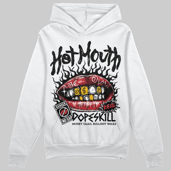 Jordan 11 “Bred Velvet” DopeSkill Hoodie Sweatshirt Hot Mouth Graphic Streetwear - White