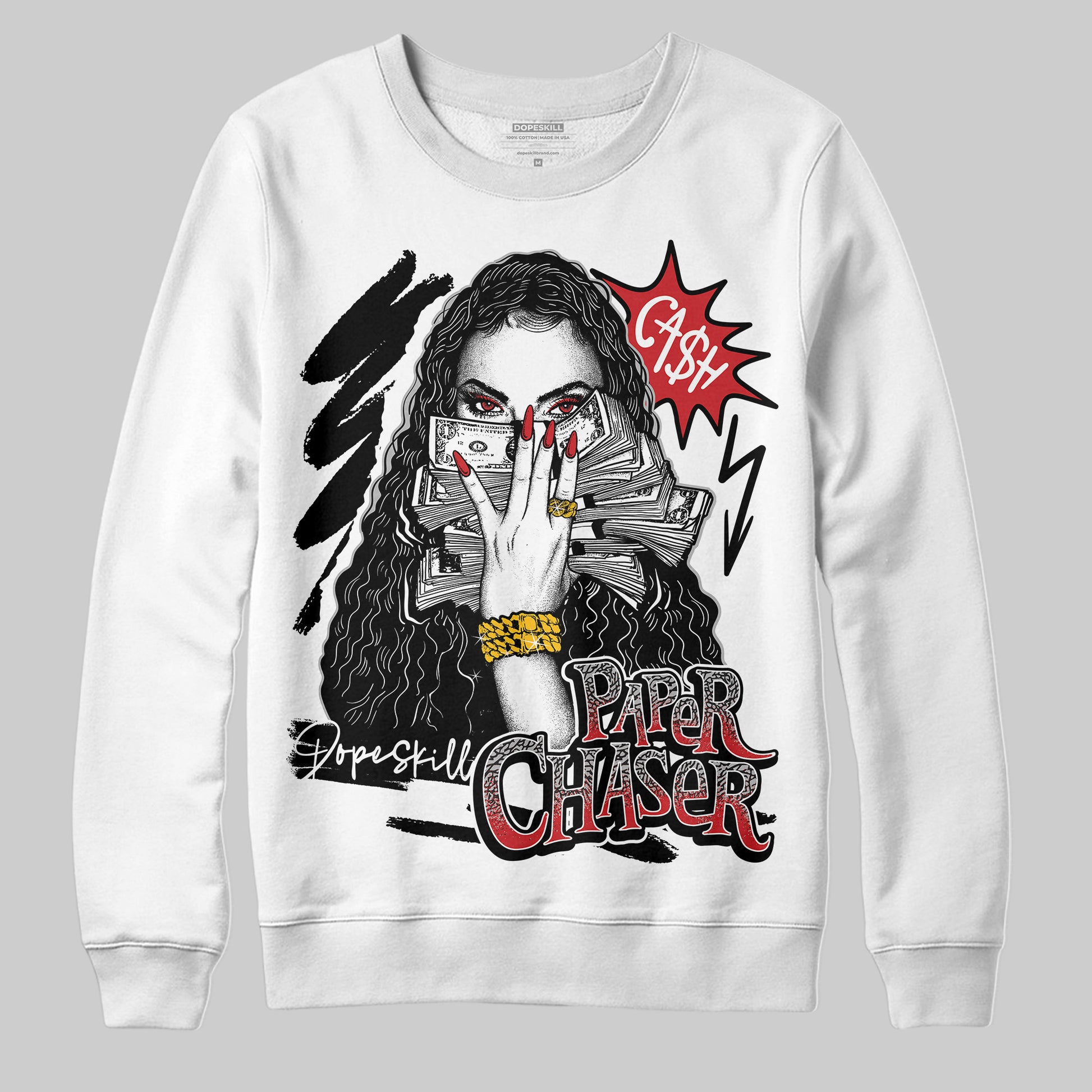 Jordan 3 OG “Black Cement” DopeSkill Sweatshirt NPC Graphic Streetwear - White