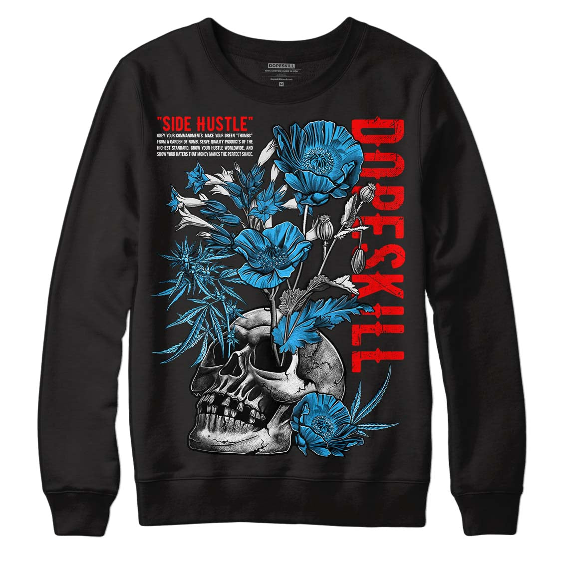 Jordan 1 High Retro OG “University Blue” DopeSkill Sweatshirt Side Hustle Graphic Streetwear - Black