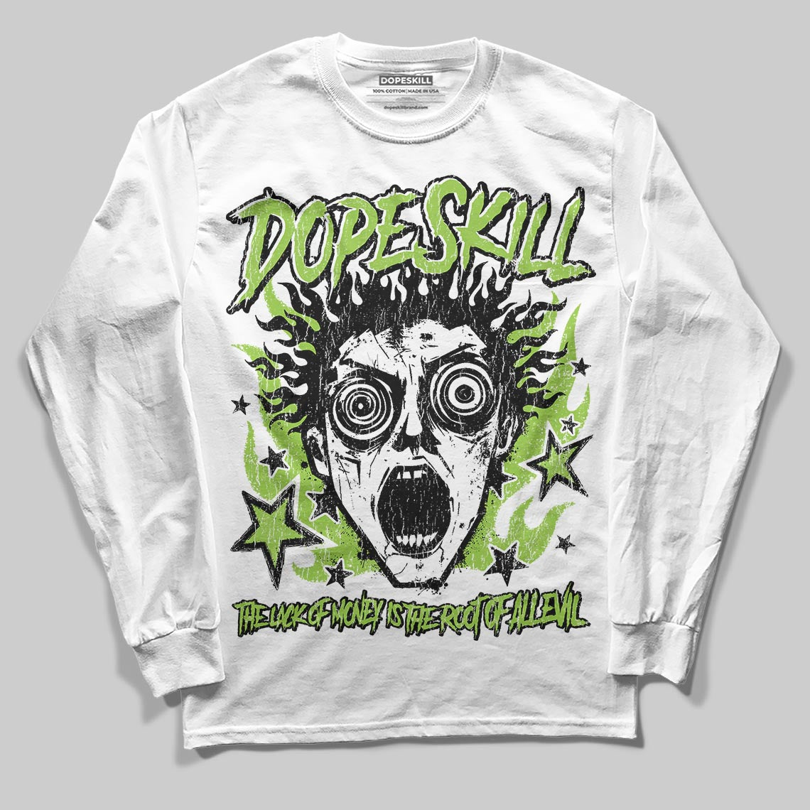 Neon Green Sneakers DopeSkill Long Sleeve T-Shirt Root of Evil Graphic Streetwear - White