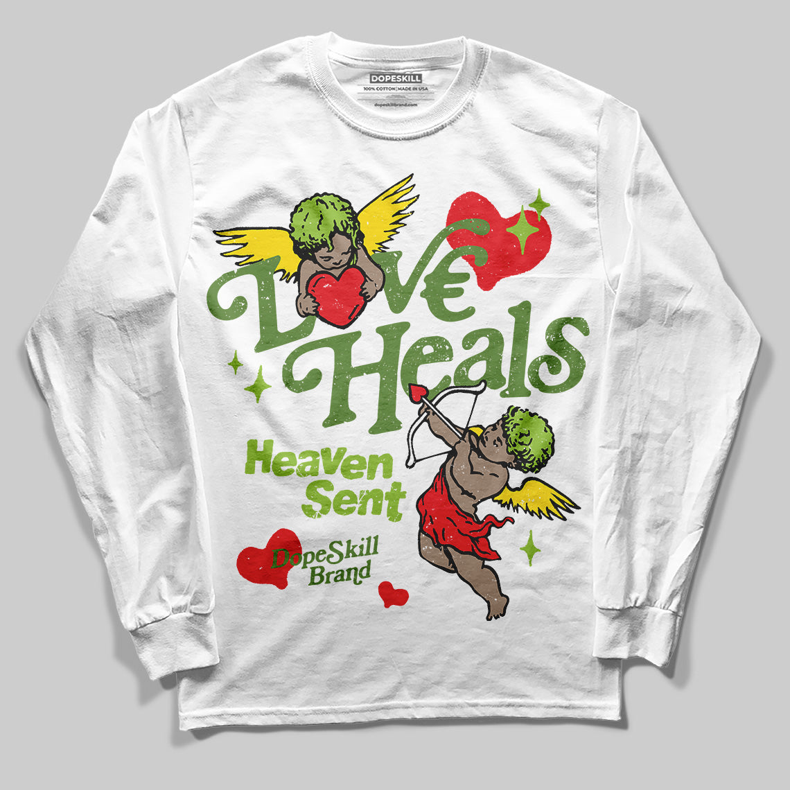 SB Dunk Low Chlorophyll DopeSkill Long Sleeve T-Shirt New Love Heals Graphic Streetwear - White