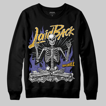 Jordan 4 Retro Lakers DopeSkill Sweatshirt Laid Back Graphic Streetwear - Black