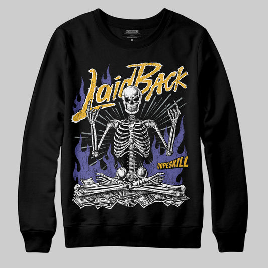 Jordan 4 Retro Lakers DopeSkill Sweatshirt Laid Back Graphic Streetwear - Black