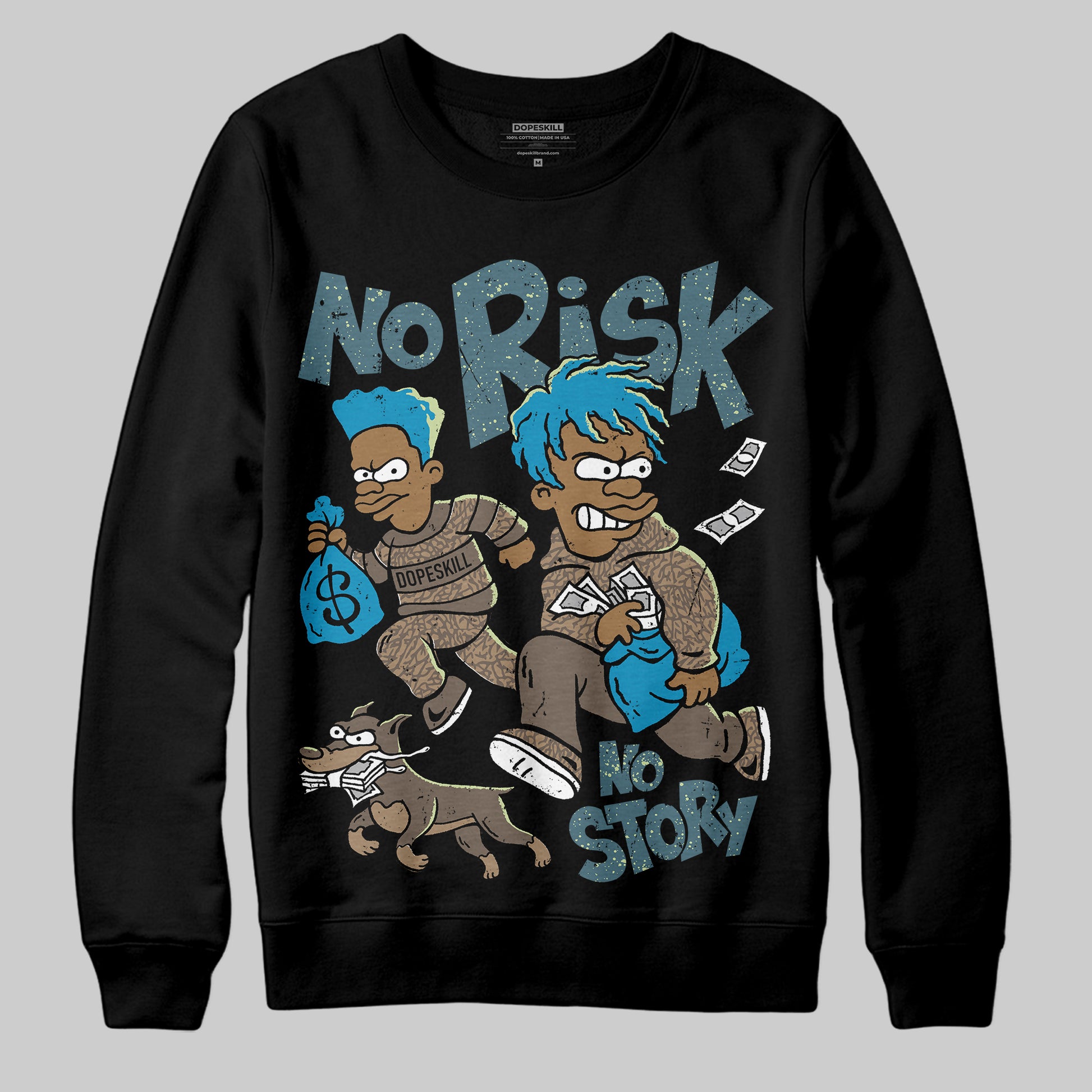 Jordan 3 GS “We Outside” DopeSkill Sweatshirt No Risk No Story Graphic Streetwear - Black