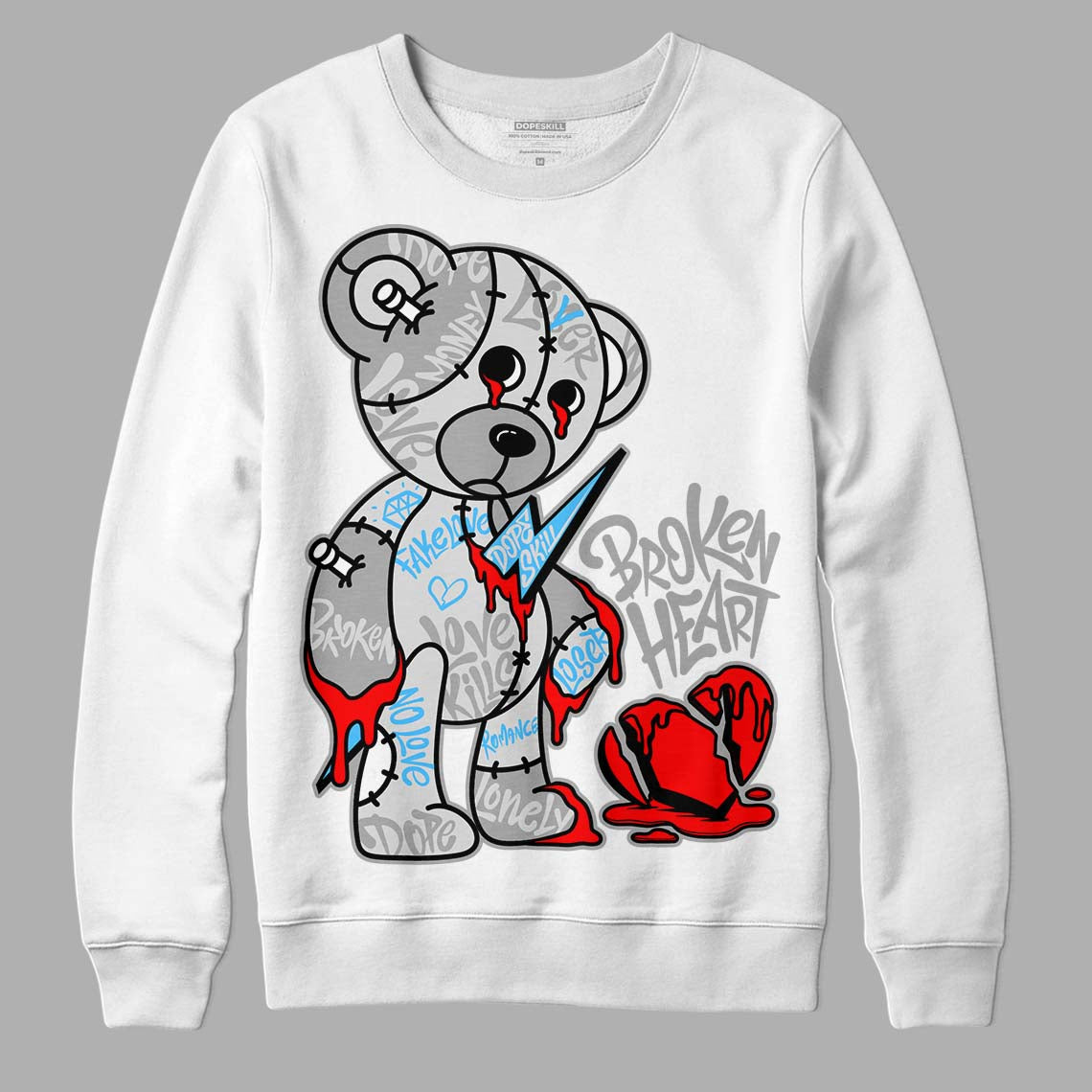 Dunk Low ‘Pure Platinum’ DopeSkill Sweatshirt Broken Heart Graphic Streetwear - White