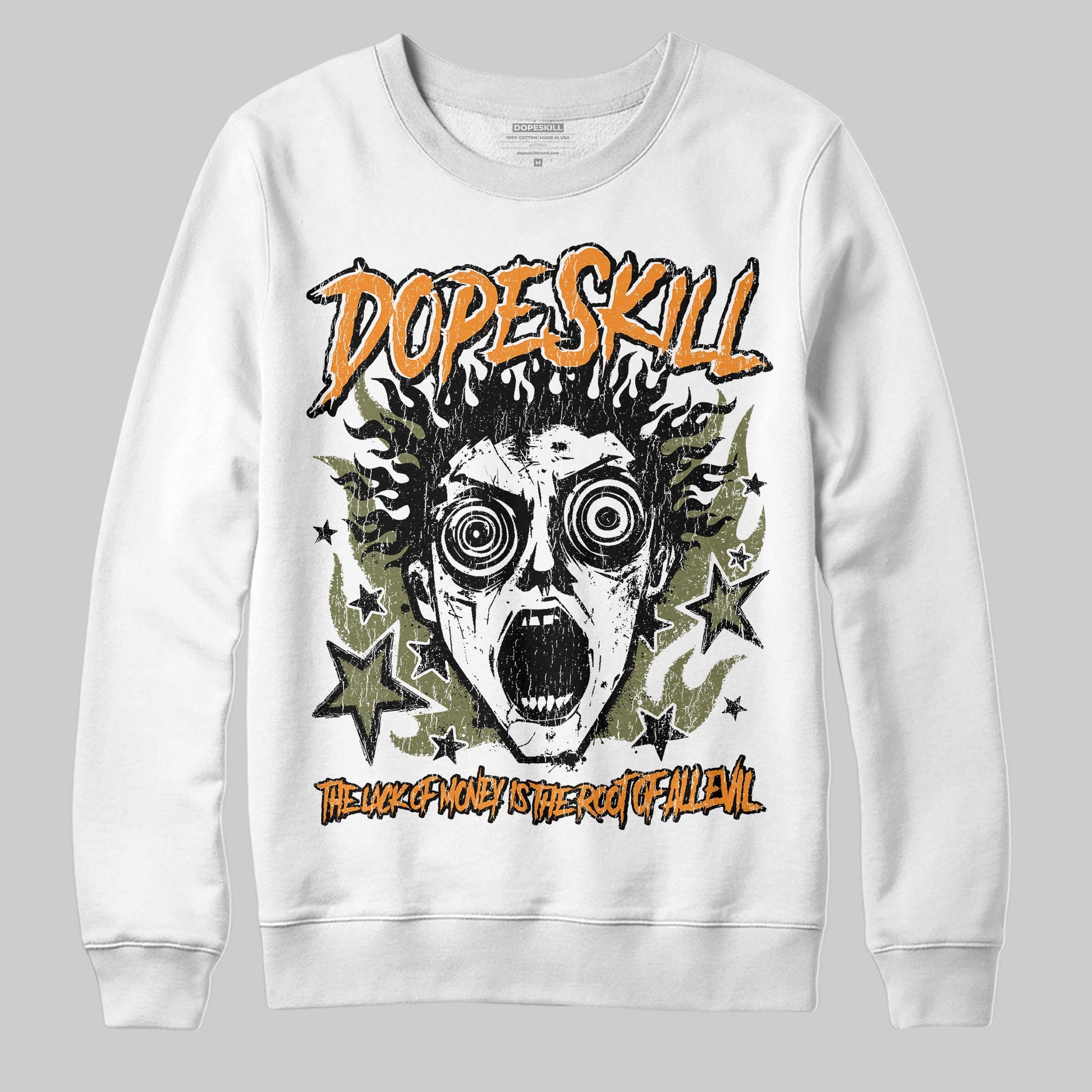 Olive Sneakers DopeSkill Sweatshirt Root of Evil Graphic Streetwear - White