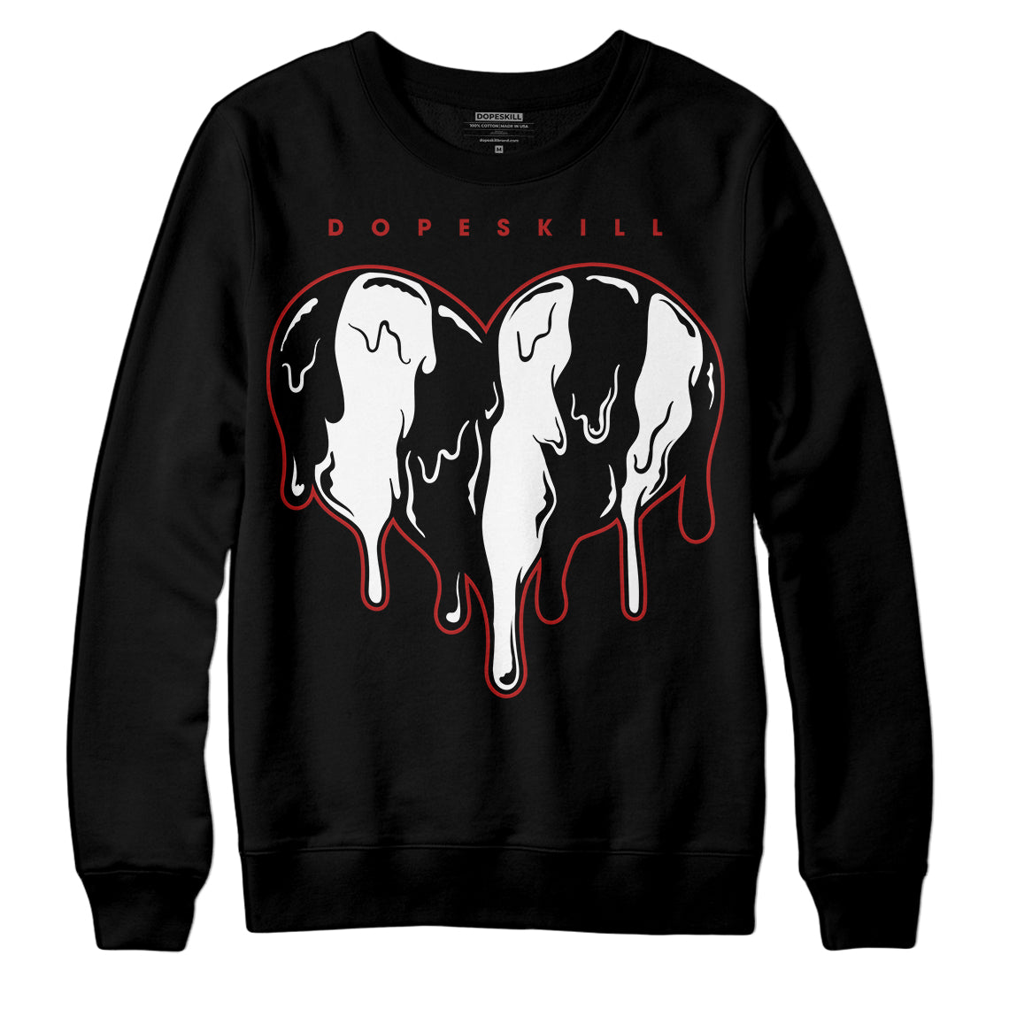 Jordan 14 "Black/White" DopeSkill Sweatshirt Slime Drip Heart Graphic Streetwear - Black