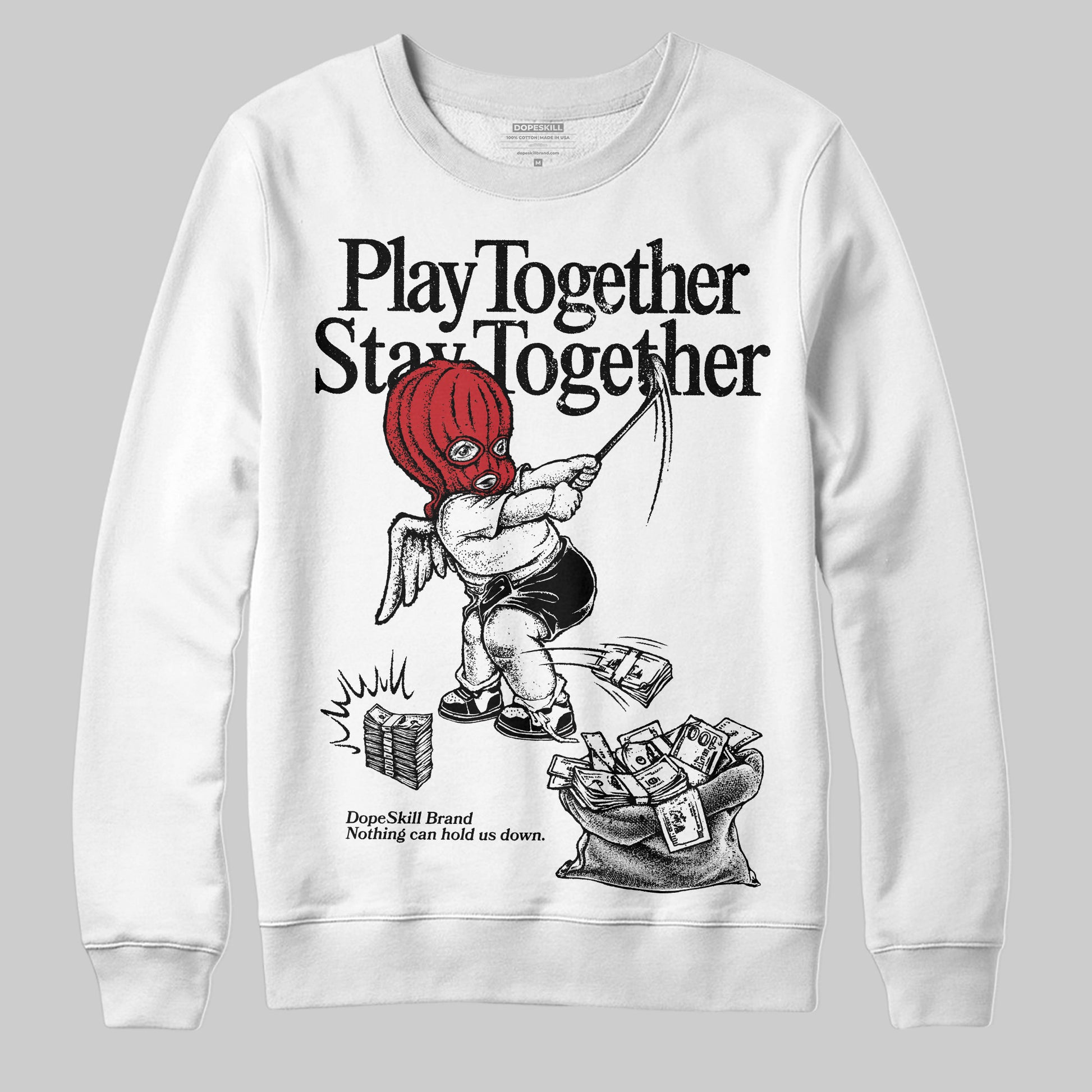 Jordan 11 “Bred Velvet” DopeSkill Sweatshirt Play together, Stay together Graphic Streetwear - White