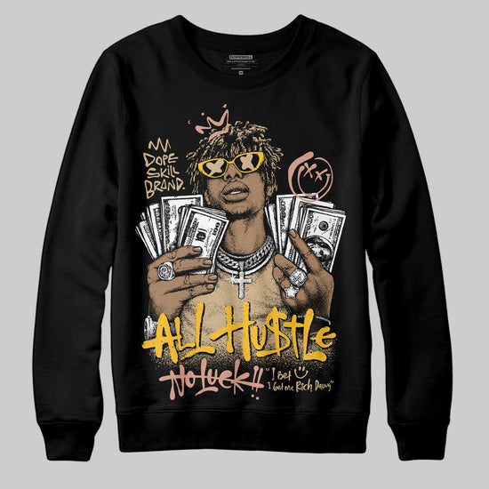 TAN Sneakers DopeSkill Sweatshirt All Hustle No Luck Graphic Streetwear - Black
