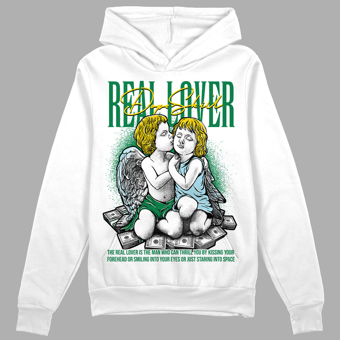 Jordan 5 “Lucky Green” DopeSkill Hoodie Sweatshirt Real Lover Graphic Streetwear - White