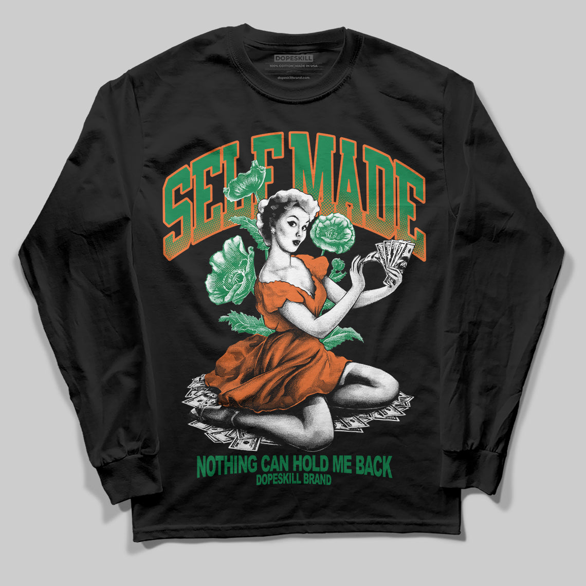 Green Sneakers DopeSkill Long Sleeve T-Shirt Self Made Graphic Streetwear - Black