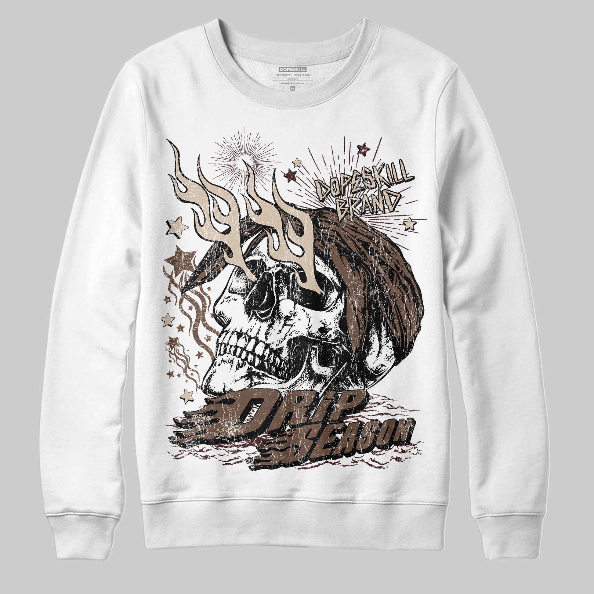 A Ma Maniére x Air Jordan 4 “Dark Mocha” DopeSkill Sweatshirt Drip Season Graphic Streetwear - White