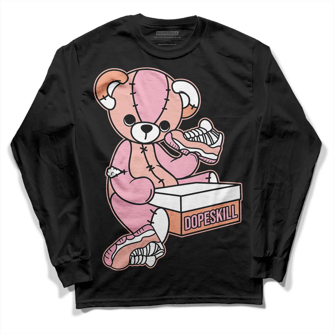 Jordan 11 Low “Legend Pink” DopeSkill Long Sleeve T-Shirt Sneakerhead BEAR Graphic Streetwear - Black