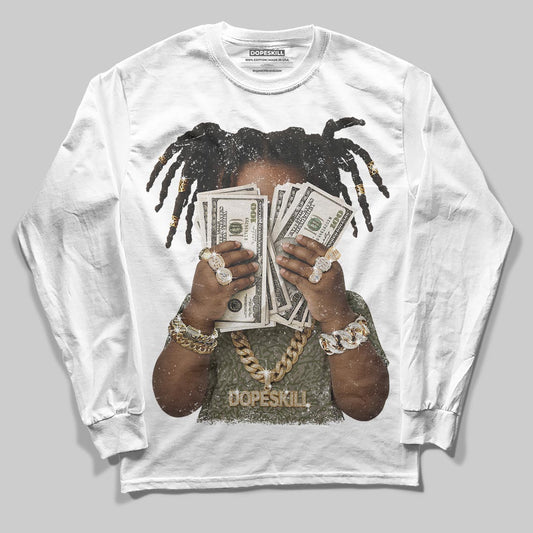 Jordan 3 “Medium Olive” aka “Family Affair” DopeSkill Long Sleeve T-Shirt Rich Youth Graphic Streetwear - White
