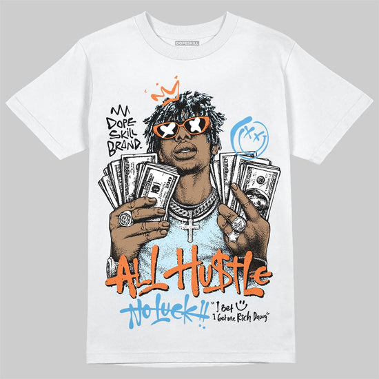 Jordan 1 Retro High Virgil Abloh Archive Alaska DopeSkill T-Shirt All Hustle No Luck Graphic Streetwear - White 