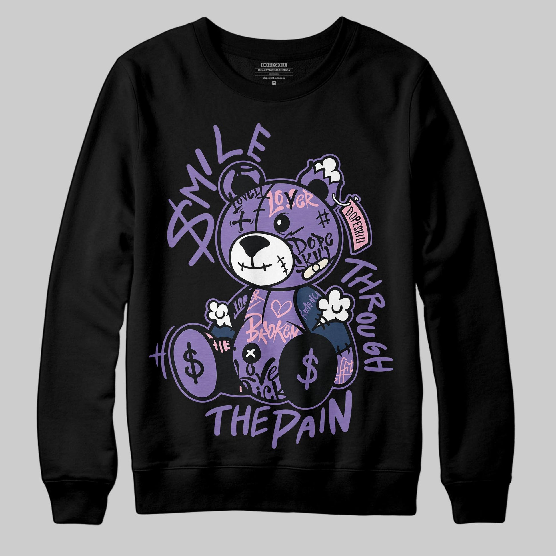 Jordan 11 "Mojave" DopeSkill Sweatshirt Smile Through The Pain Graphic Streetwear - Black