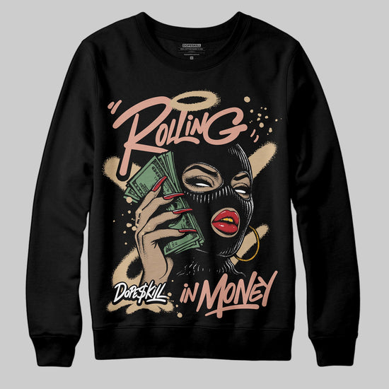 TAN Sneakers DopeSkill Sweatshirt Rolling in Money Graphic Streetwear - Black