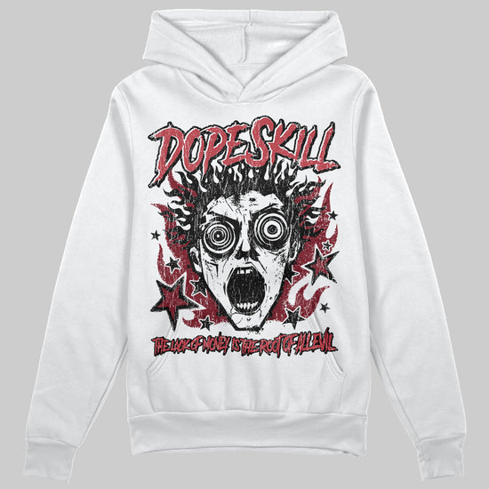 Jordan 4 “Sierra Red" DopeSkill Hoodie Sweatshirt Root of Evil Graphic Streetwear - White