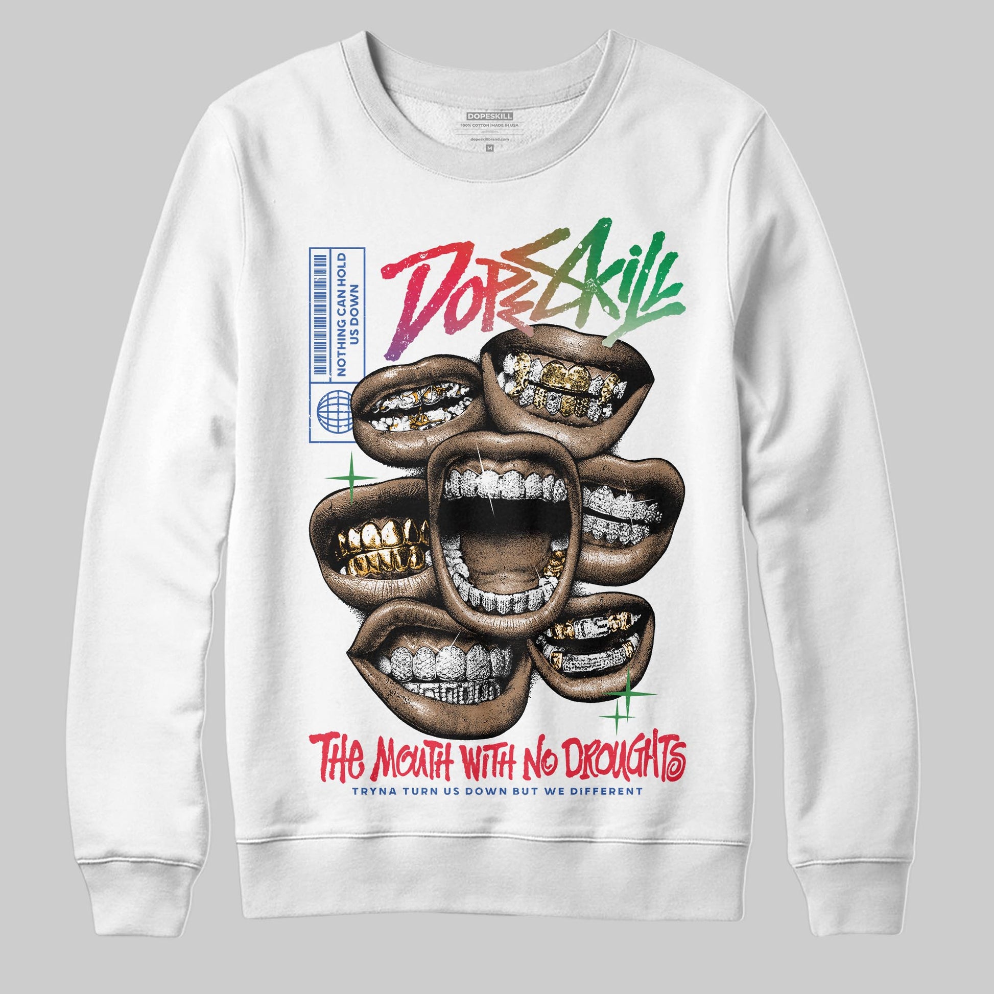Jordan 11 Retro 285 Atlanta DopeSkill Sweatshirt The Mouth With No Droughts Graphic Streetwear - White