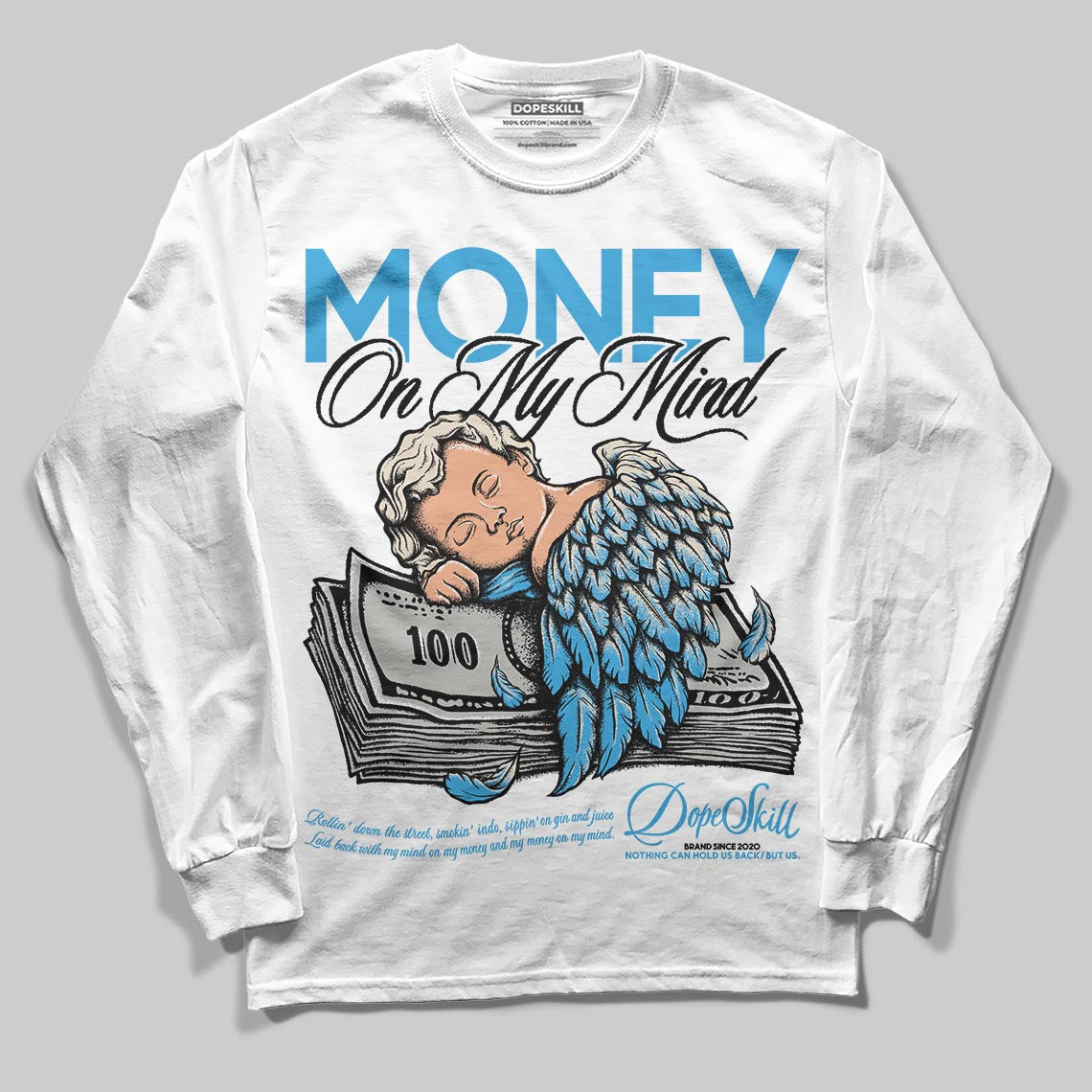 Jordan 1 High OG “UNC” Reimagined DopeSkill Long Sleeve T-Shirt MOMM Graphic Streetwear - White